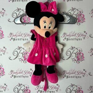 Disney backpack bag Minnie Mouse zip up cherries 🍒 Pink Plush Mouse